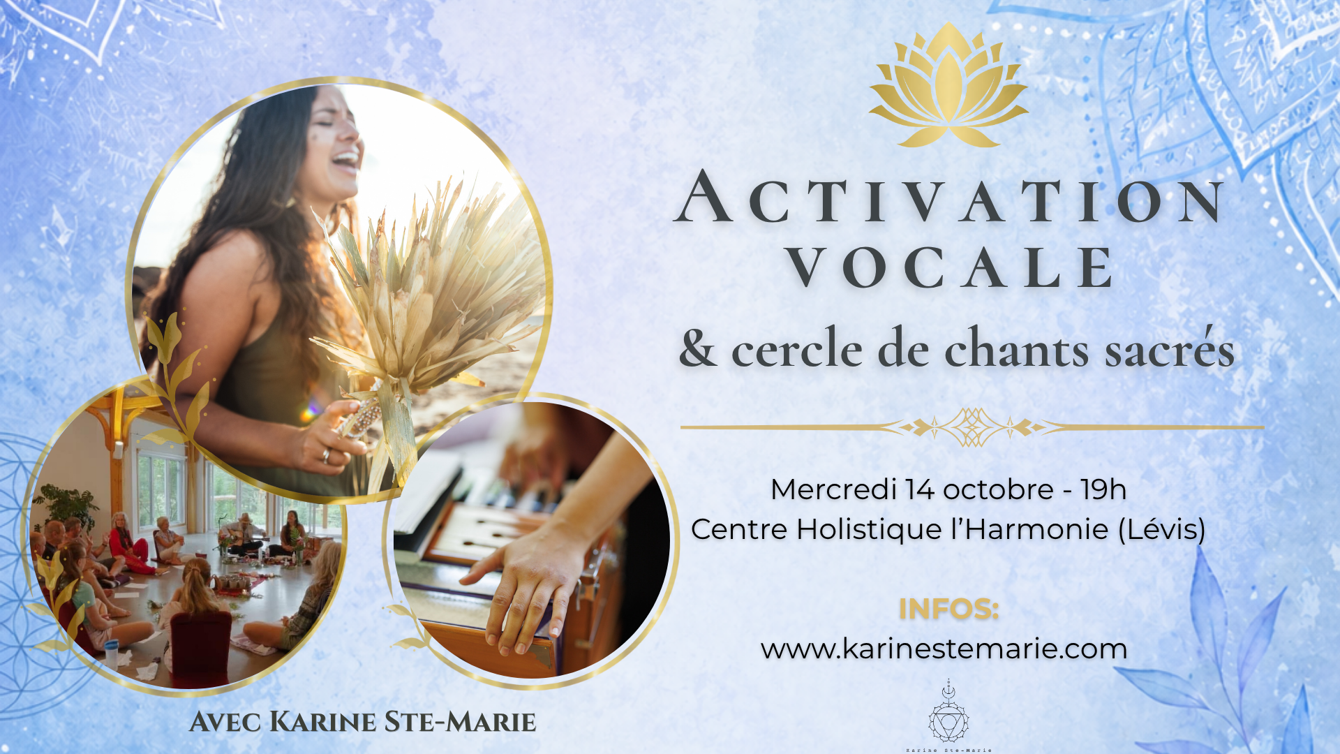 Affiche d’activation vocale et chants sacrés à Lévis