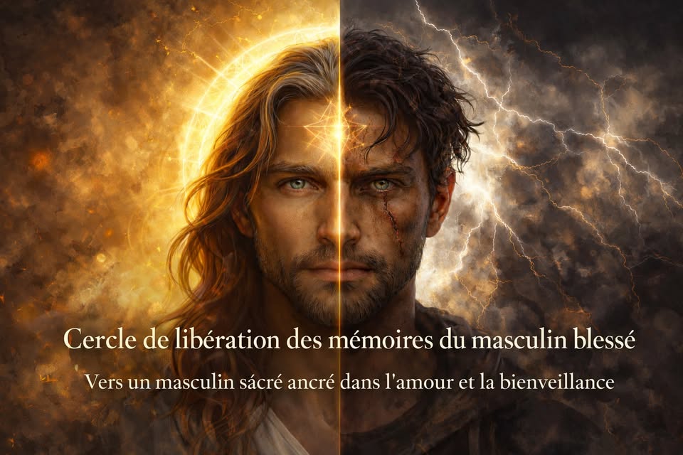 Portrait symbolique de masculin blessé et sacré.