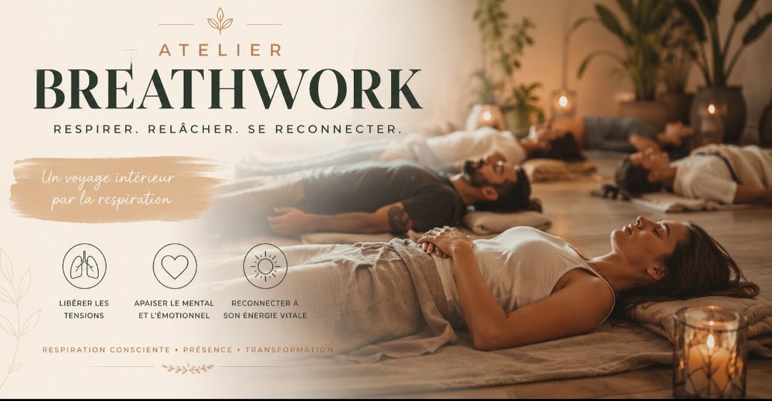 Participants pratiquent le breathwork dans un atelier.