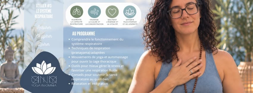 Atelier yoga sur le système respiratoire avec femme méditative