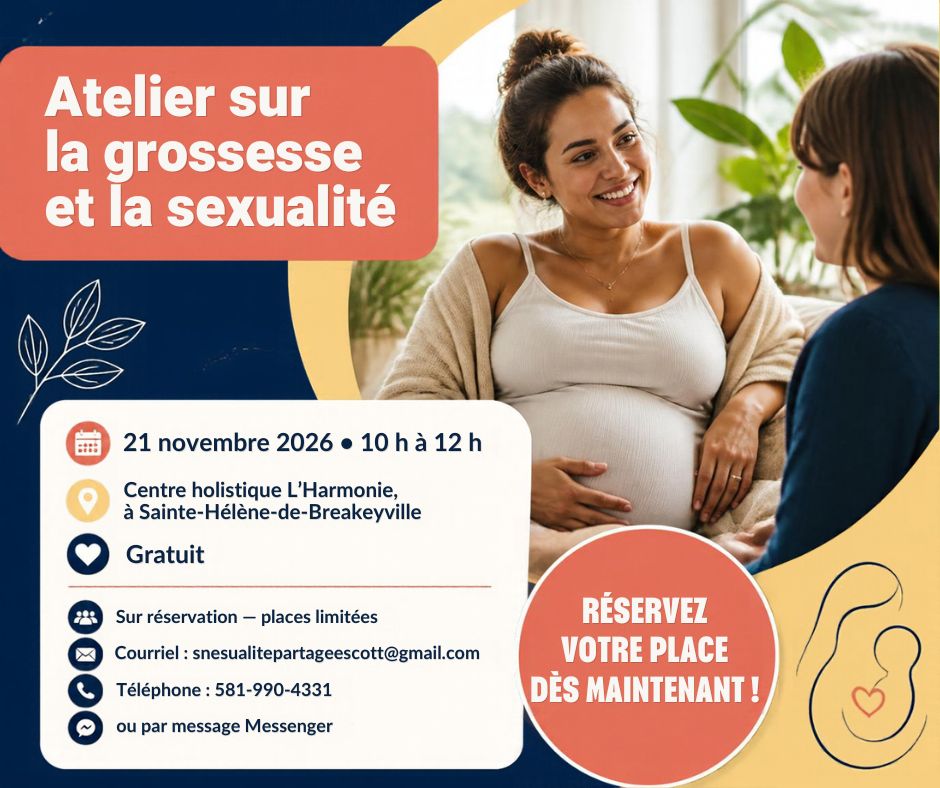 Affiche d’atelier grossesse et sexualité avec femme enceinte